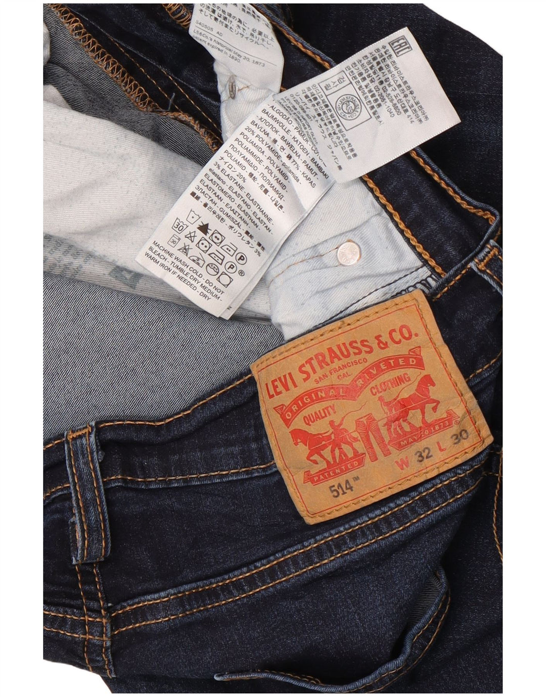 Levi's Masculino 514 Straight Jeans W32 L30 Azul Marinho Algodão