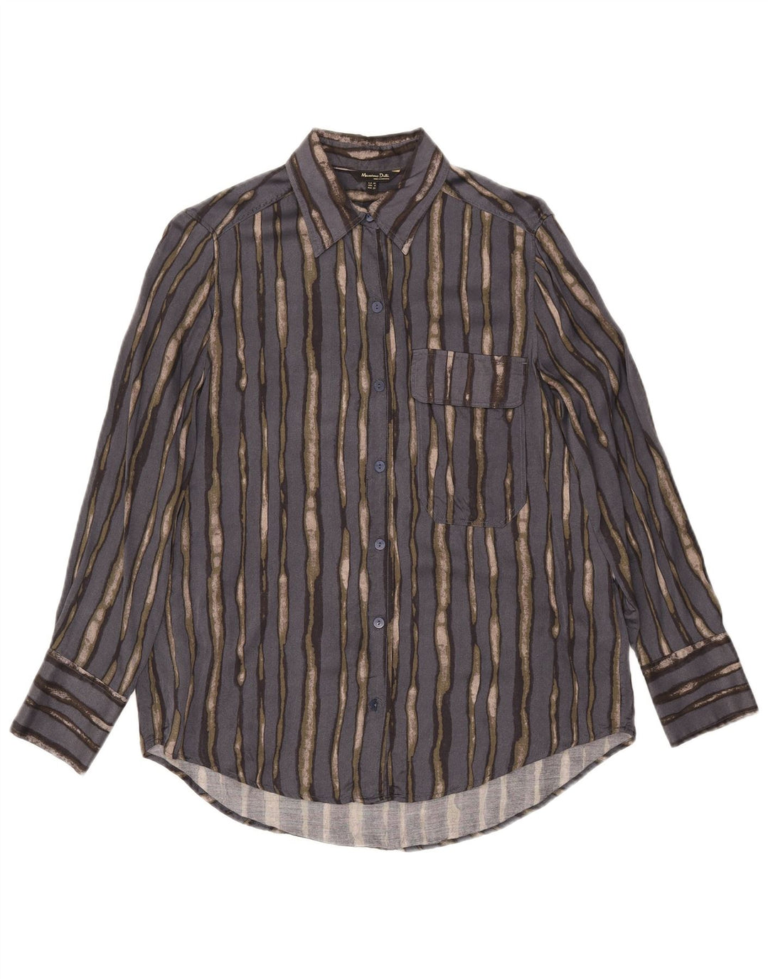 Camisa oversized feminina Massimo Dutti EU 38 pequena viscose listrada cinza