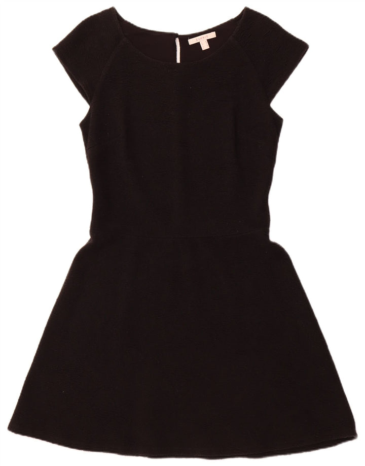 Vestido feminino ESPRIT evasê UK 12 algodão preto médio