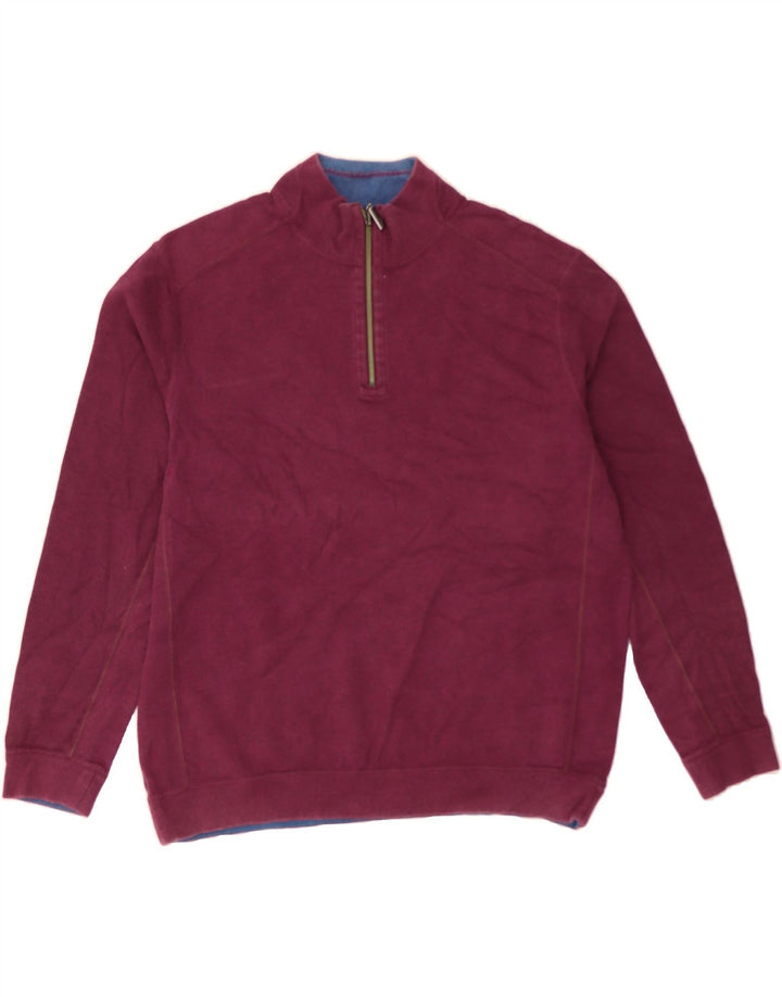 TOMMY BAHAMA Mens Zip Neck Sweatshirt Jumper Large Purple Vintage Tommy Bahama and Second-Hand Tommy Bahama from Messina Hembry 