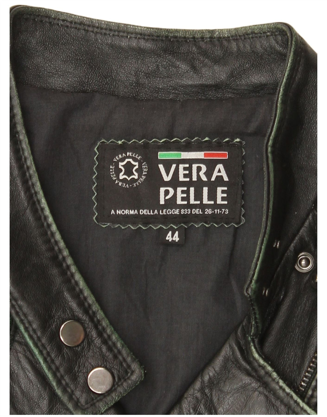 Jaqueta de motociclista de couro feminino vintage IT 44 couro preto médio