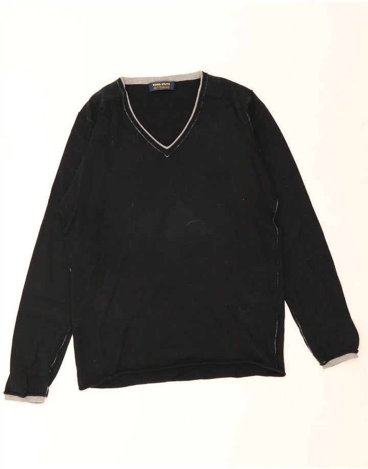 Suéter ZARA Boys com decote em V 13-14 anos médio preto