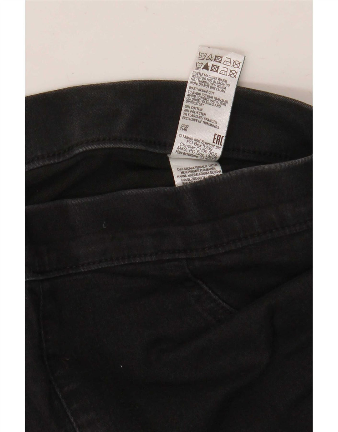 Calça jeans feminina Marks & Spencer UK 12 médio W30 L30 algodão preto