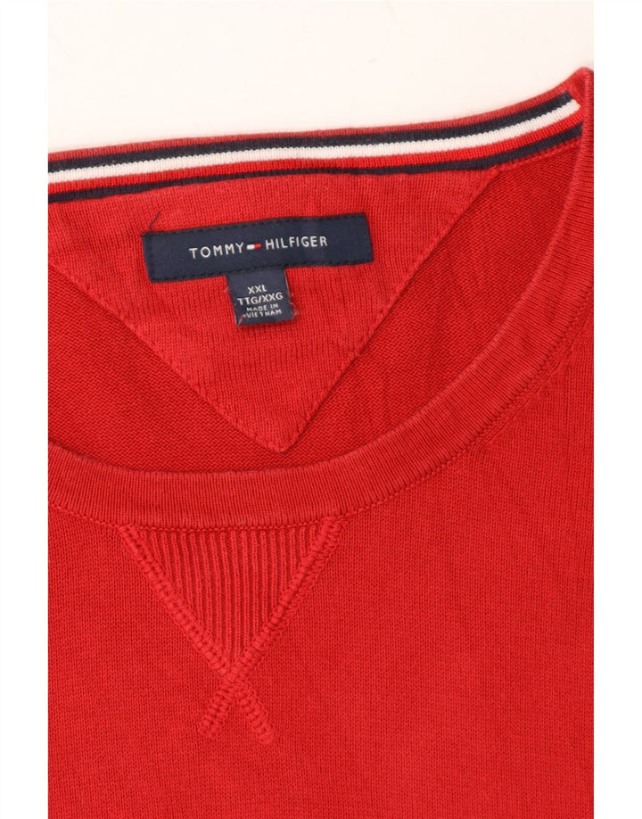 TOMMY HILFIGER Mens Boat Neck Jumper Sweater 2XL Red Cotton Vintage Tommy Hilfiger and Second-Hand Tommy Hilfiger from Messina Hembry 