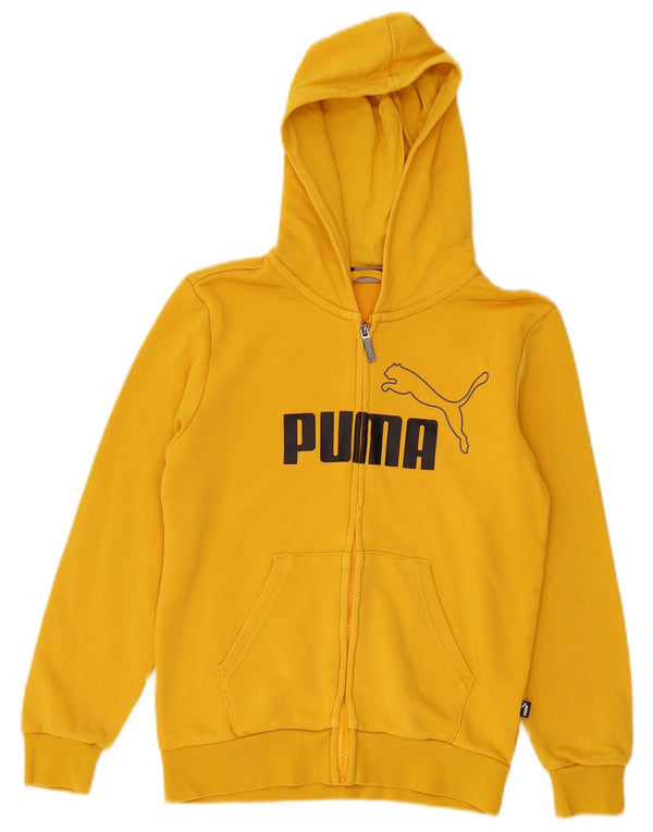 Suéter PUMA Boys Graphic Zip com capuz 11-12 anos algodão amarelo