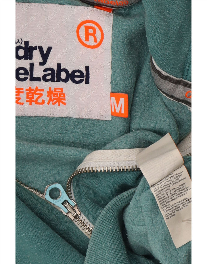 Suéter masculino Superdry com capuz e zíper, algodão manchado verde médio