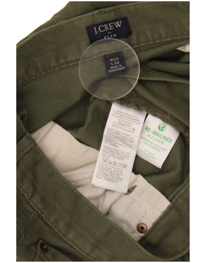 J. Crew Masculino Flex Slim Fit Calça Casual W33 L32 Algodão Cáqui