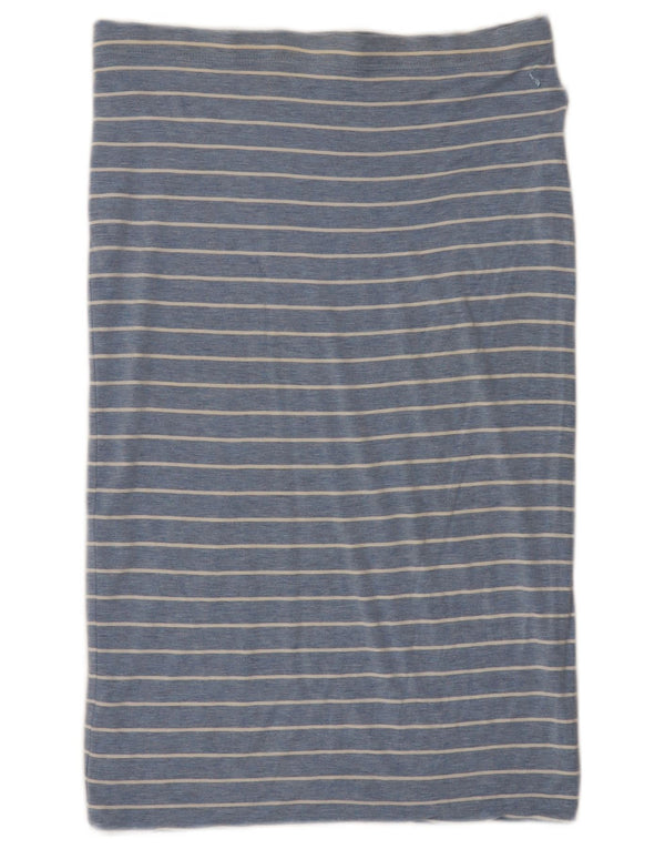 Saia reta feminina Joules Reino Unido 12 médio W32 viscose listrada azul