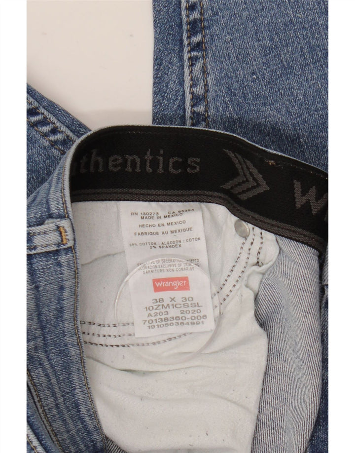 Wrangler Mens Straight Jeans W38 L30 Azul Algodão