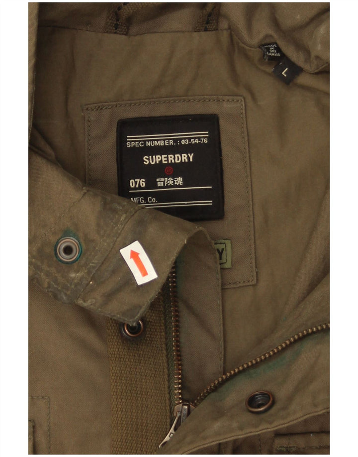 Jaqueta militar masculina Superdry UK 40 grande algodão cáqui