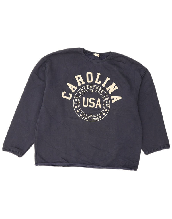 Zara Girls Graphic Sweatshirt Jumper 13-14 Anos Azul Marinho Algodão
