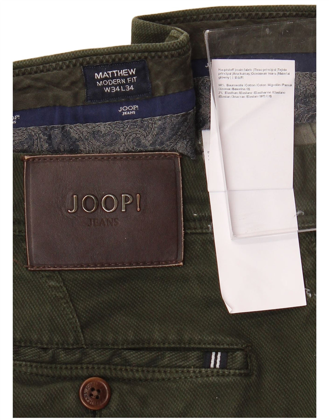 Calça Chino Masculina JOOP Modern Fit Slim W34 L34 Algodão Verde