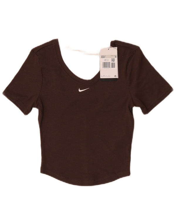 Camiseta Nike Feminina Crop Top UK 4 XS Marrom Poliéster