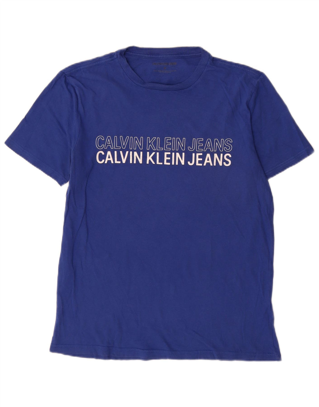 Calvin Klein Jeans Camiseta masculina gráfica Top médio algodão azul