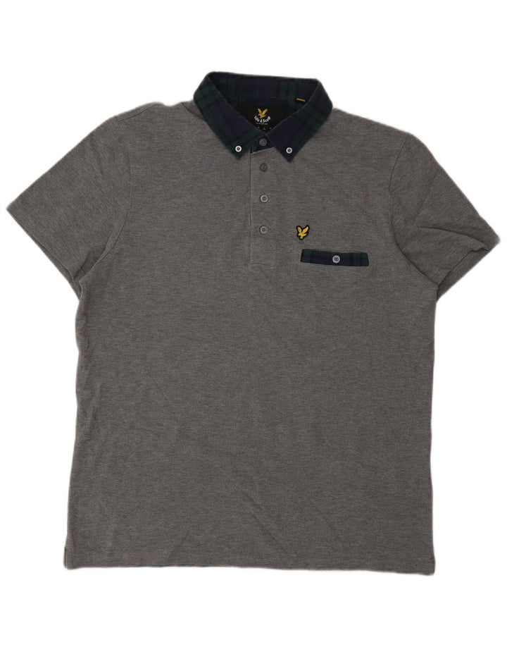 Camisa polo masculina de rugby Lyle & Scott grande algodão cinza
