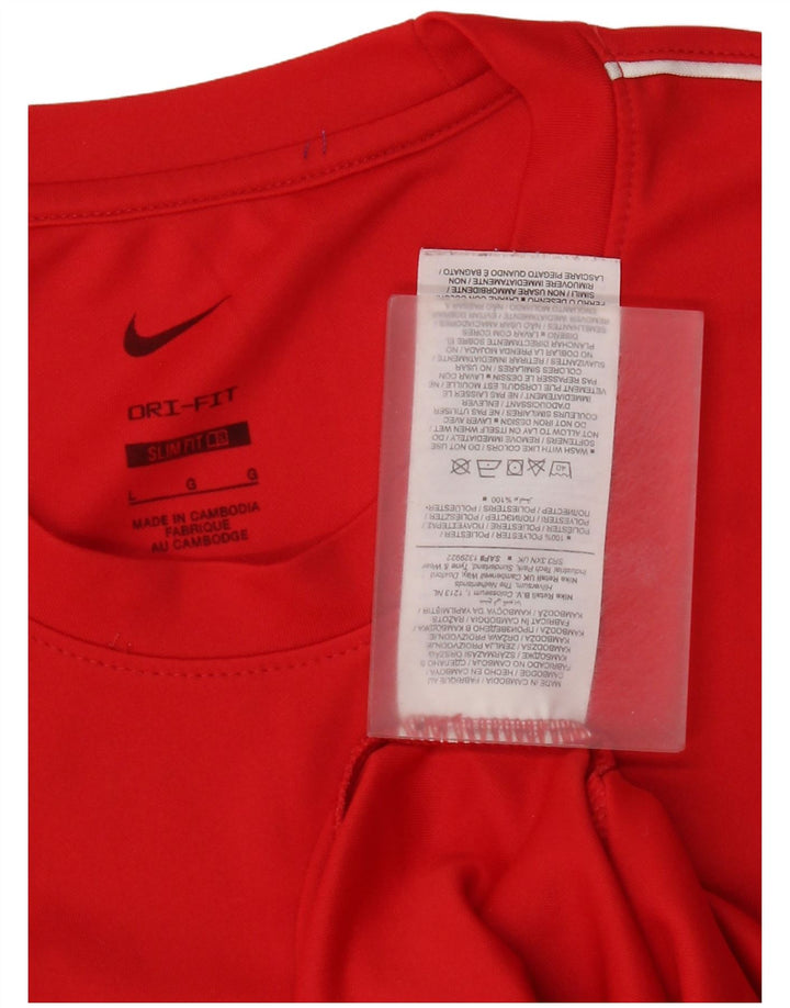 Nike Mens Dri Fit Slim Fit Camiseta Top Grande Poliéster Vermelho