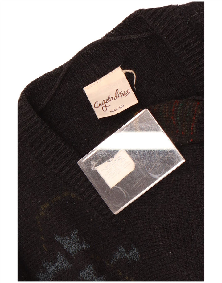 Angelo Litrico Suéter Cardigan Masculino IT 48/50 Médio Preto Geométrico
