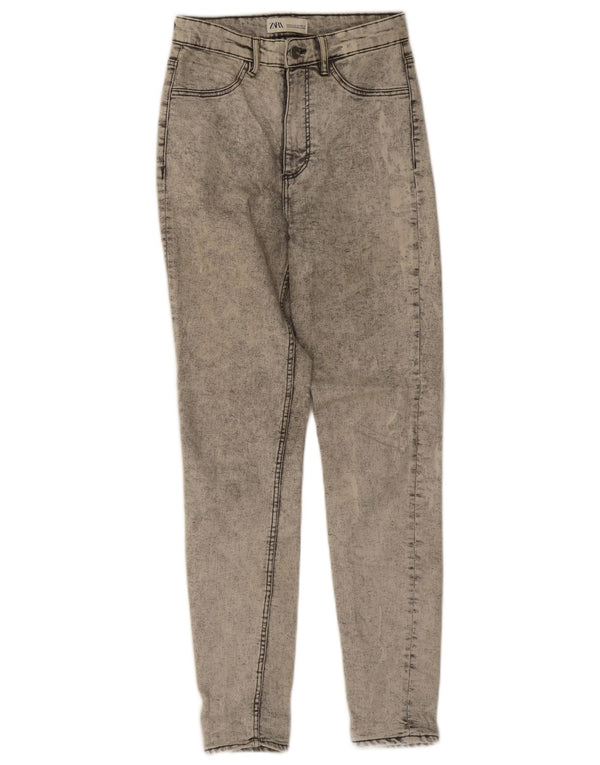 Calça jeans skinny feminina Zara cintura alta UE 38 pequena W28 L28 cinza