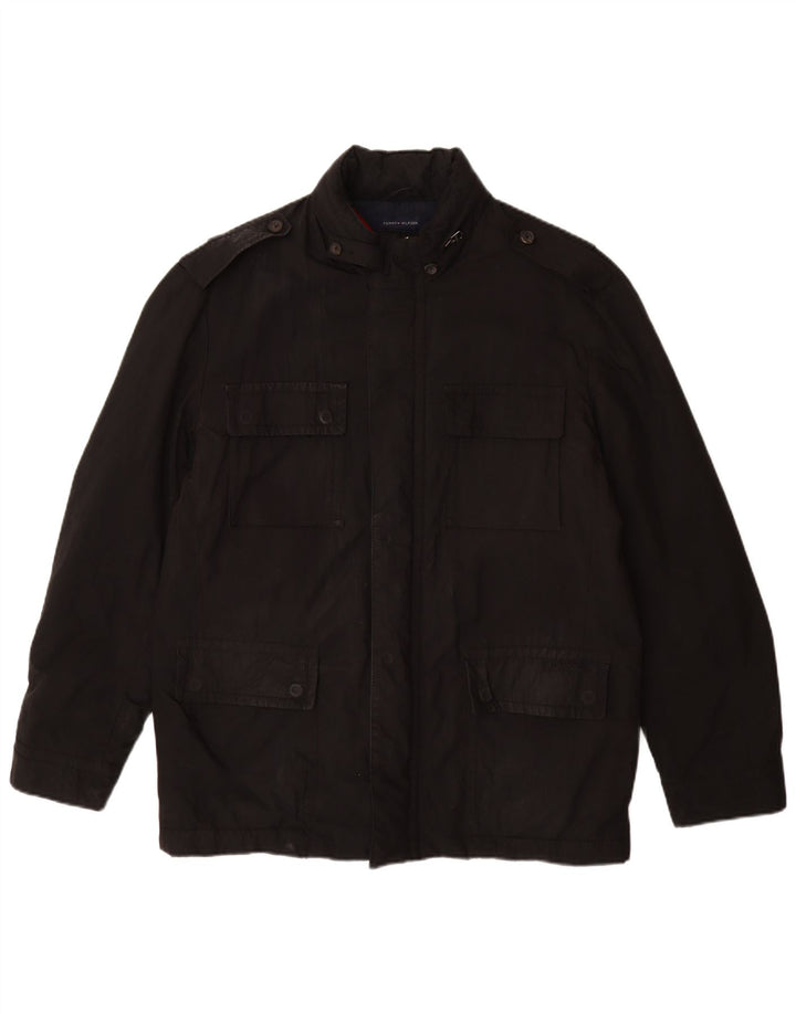 Jaqueta militar masculina Tommy Hilfiger UK 38 poliéster preto médio