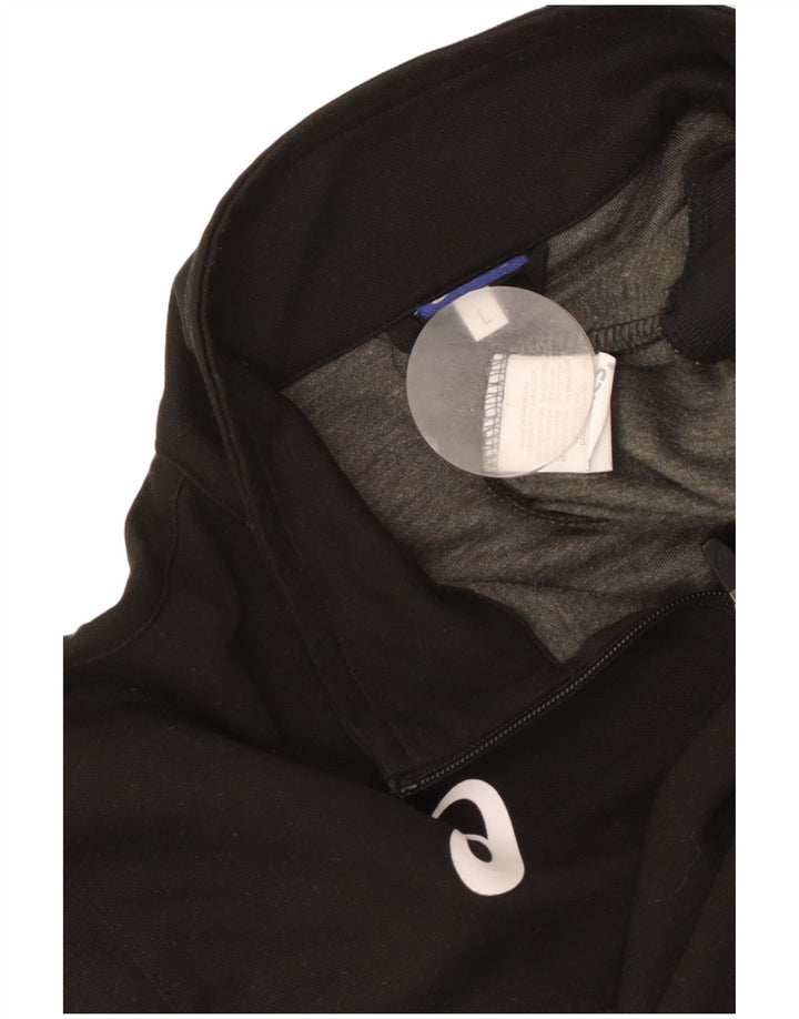 Asics Mens Zip Neck Moletom Jumper Grande Preto Colourblock Poliéster