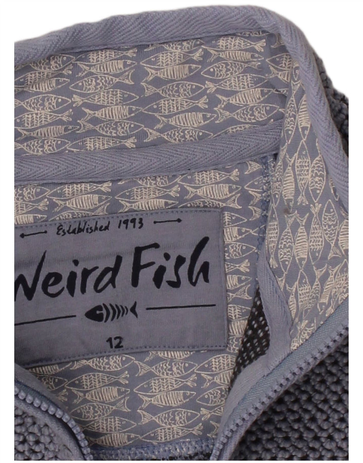 Suéter feminino WEIRD FISH com zíper e gola em algodão azul médio UK 12