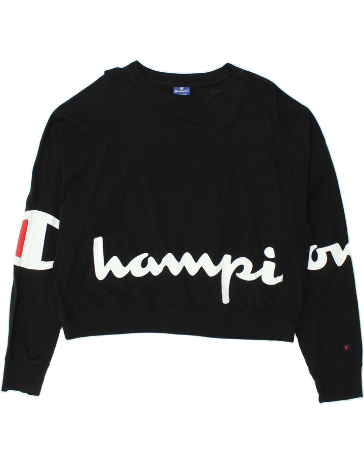 CHAMPION Suéter feminino com estampa gráfica UK 14 algodão preto médio