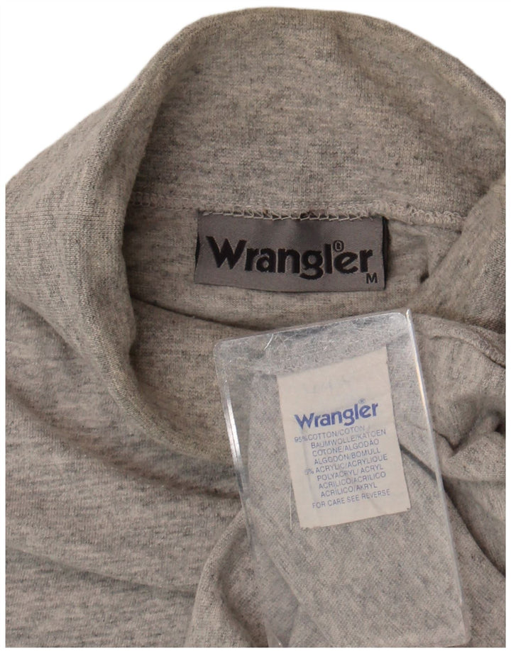 Wrangler masculino com gola redonda e manga comprida de algodão cinza médio