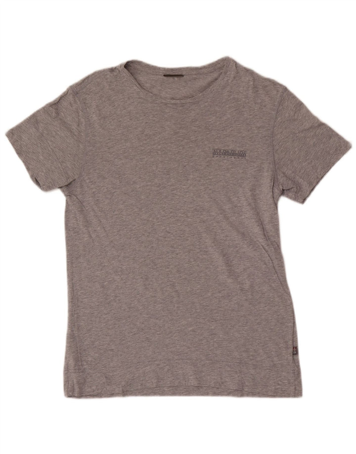 Camiseta masculina geográfica Napapijri pequena cinza