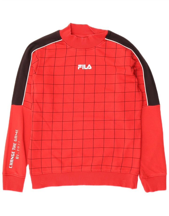 FILA Boys Graphic Sweatshirt Jumper 13-14 Anos Vermelho Colorblock