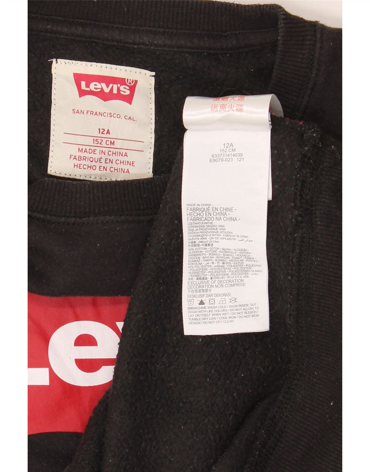 Moletom gráfico Levi's Boys 11-12 anos preto algodão