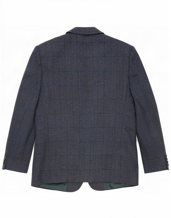 Jaqueta blazer masculina vintage com 2 botões IT 52 XL azul marinho xadrez