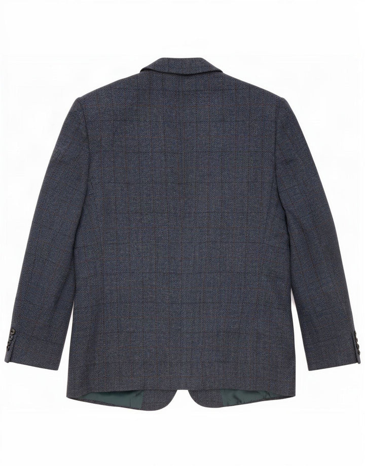Jaqueta blazer masculina vintage com 2 botões IT 52 XL azul marinho xadrez