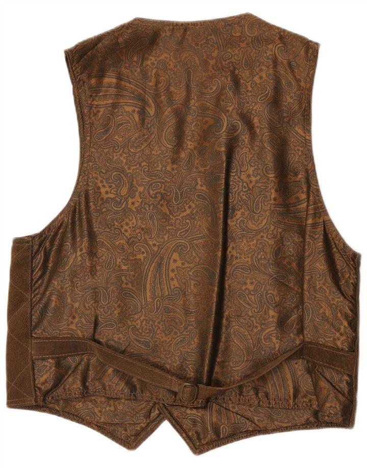 Colete masculino vintage de camurça grande couro marrom