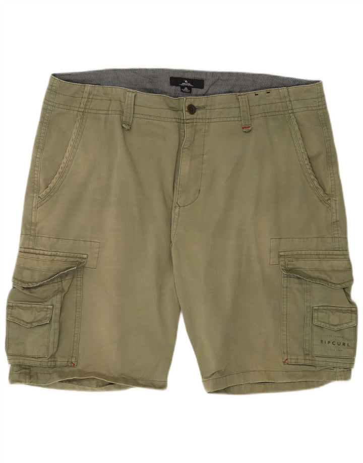 Shorts cargo masculino Rip Curl com ajuste relaxado W36 grande algodão cáqui