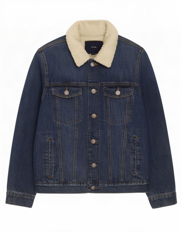 Jaqueta jeans masculina Kiabi Sherpa Reino Unido 38 algodão azul médio
