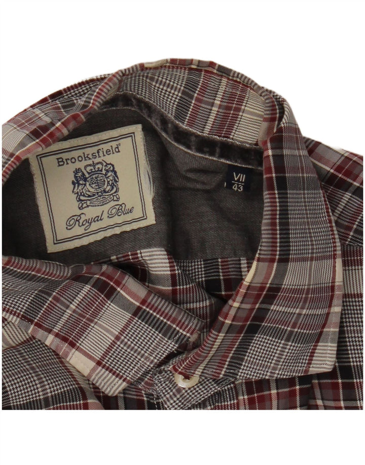 Camisa masculina Brooksfield tamanho 43 grande xadrez cinza