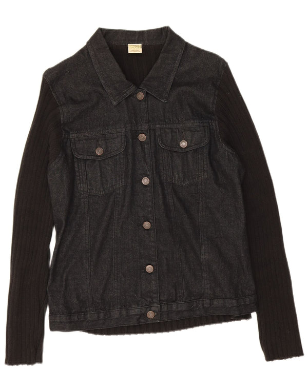 Suéter cardigã feminino Marks & Spencer UK 16 grande algodão preto