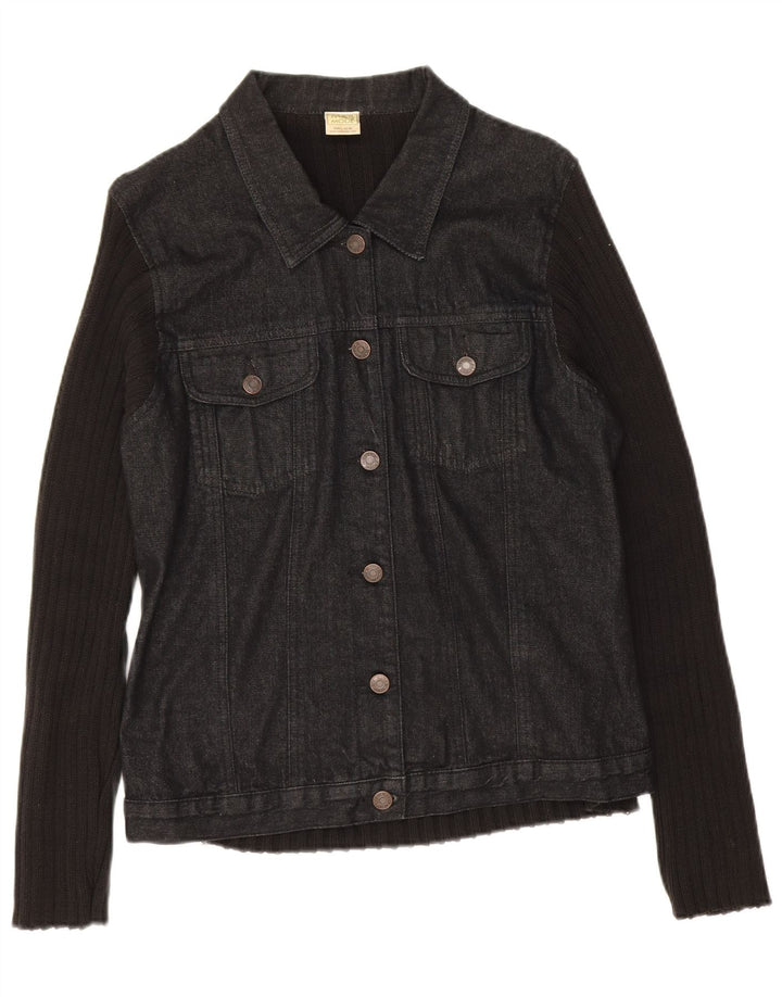 Suéter cardigã feminino Marks & Spencer UK 16 grande algodão preto