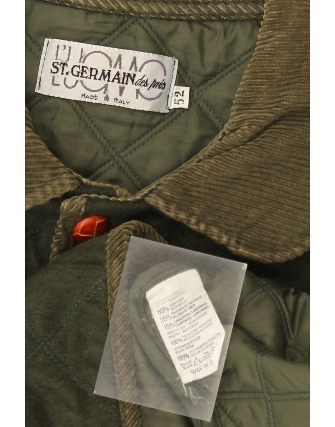 Jaqueta masculina acolchoada St. Germain IT 52 XL cáqui colorblock lã