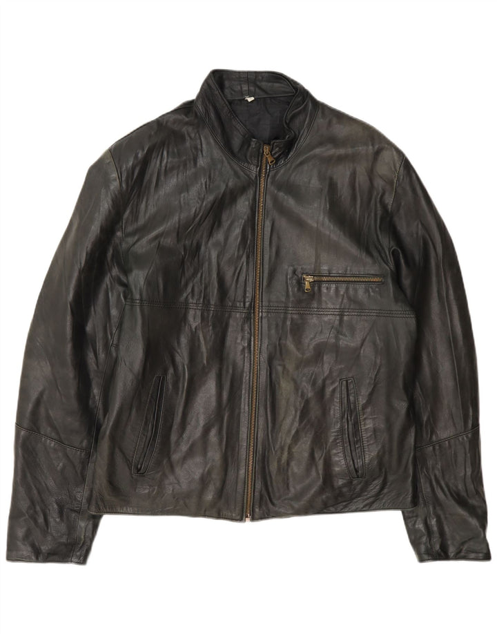 Jaqueta de couro masculina Bulli E Pupe UK 40 grande preta