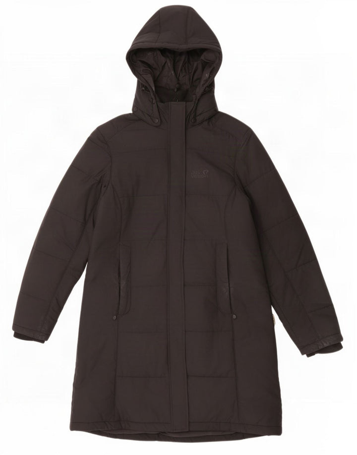 Casaco acolchoado com capuz feminino Jack Wolfskin Reino Unido 16 grande poliéster preto
