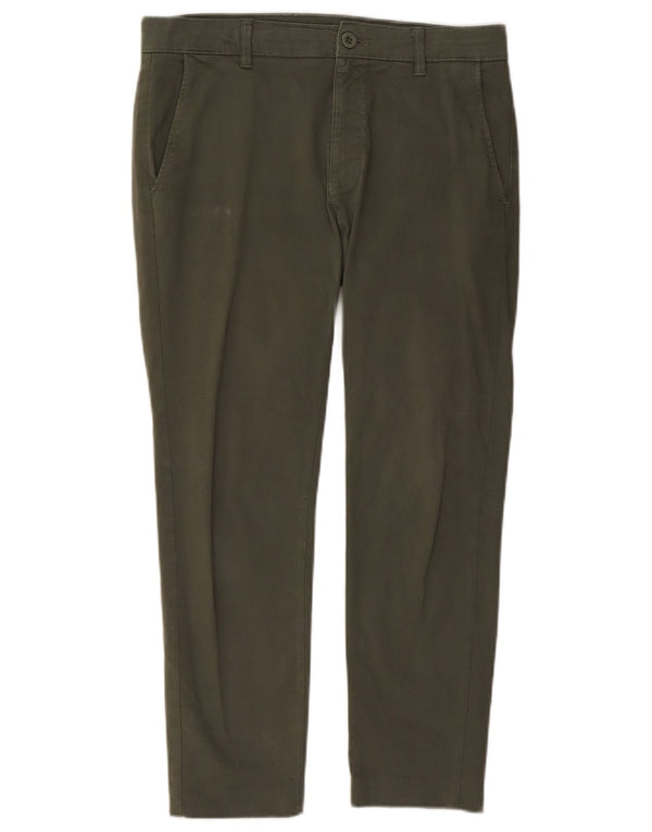 Zara Mens Slim Chino Calças EU 42 Grande W32 L26 Algodão Cáqui