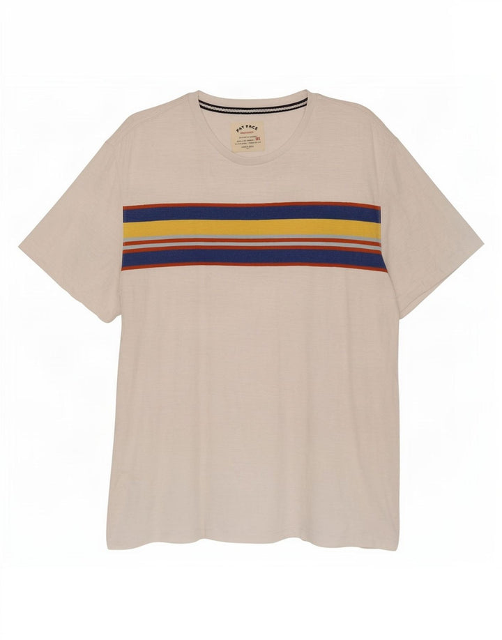 Camiseta masculina Fat Face Top 2XL algodão colorblock branco