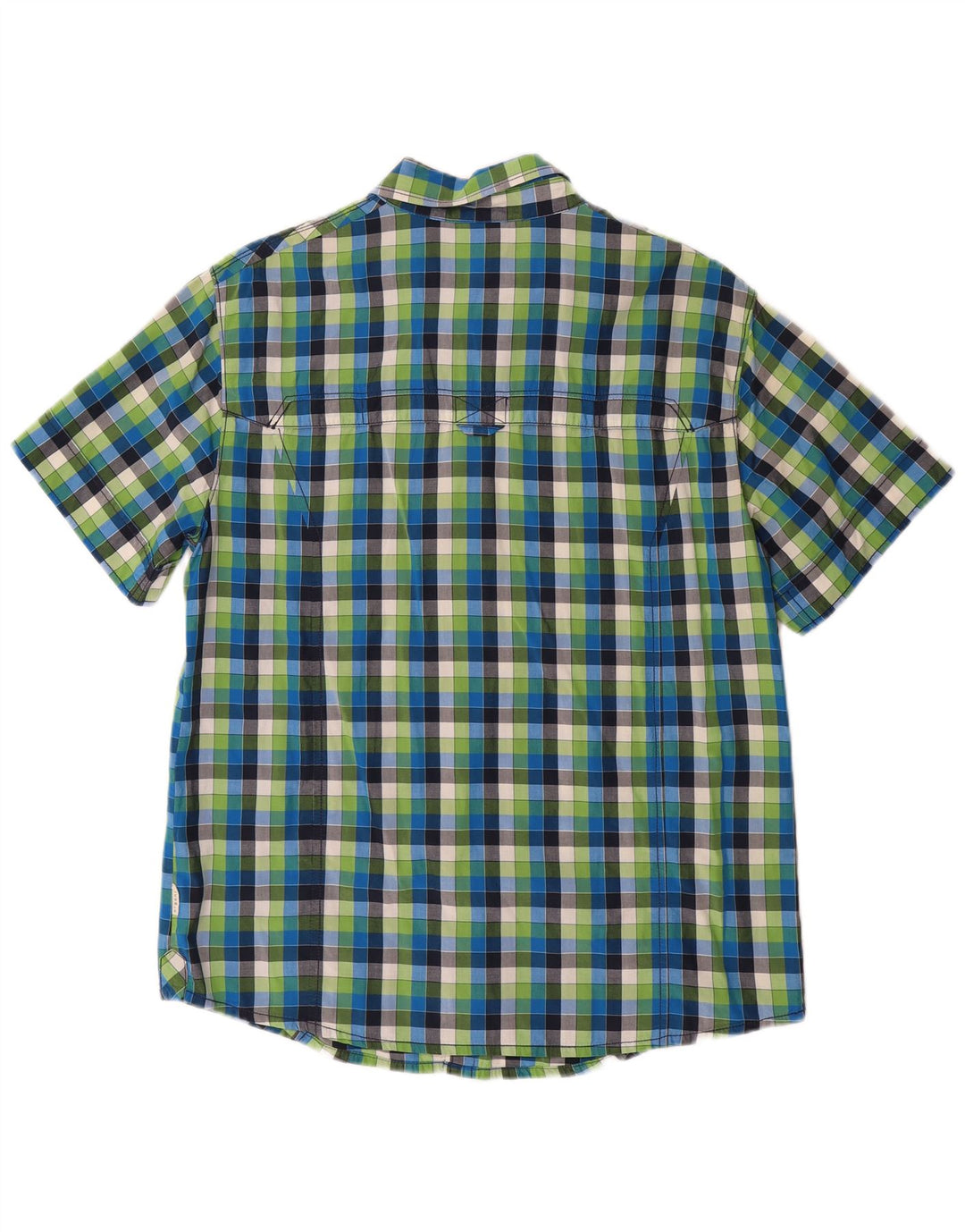 Camisa masculina de manga curta JACK WOLFSKIN Reino Unido 40/42 grande algodão xadrez azul