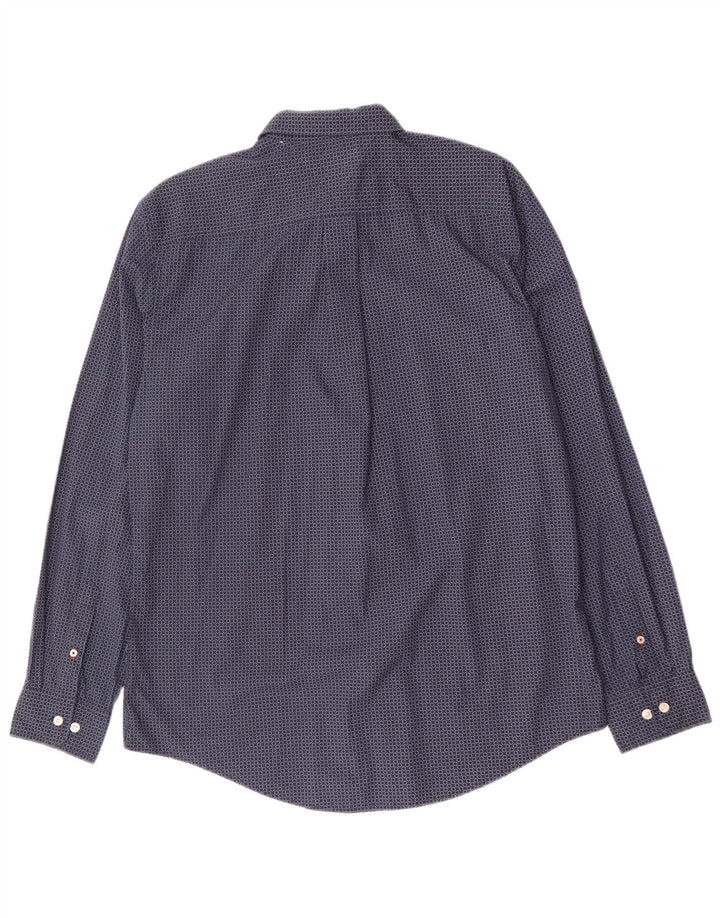 Camisa masculina TOMMY HILFIGER grande algodão manchado azul marinho