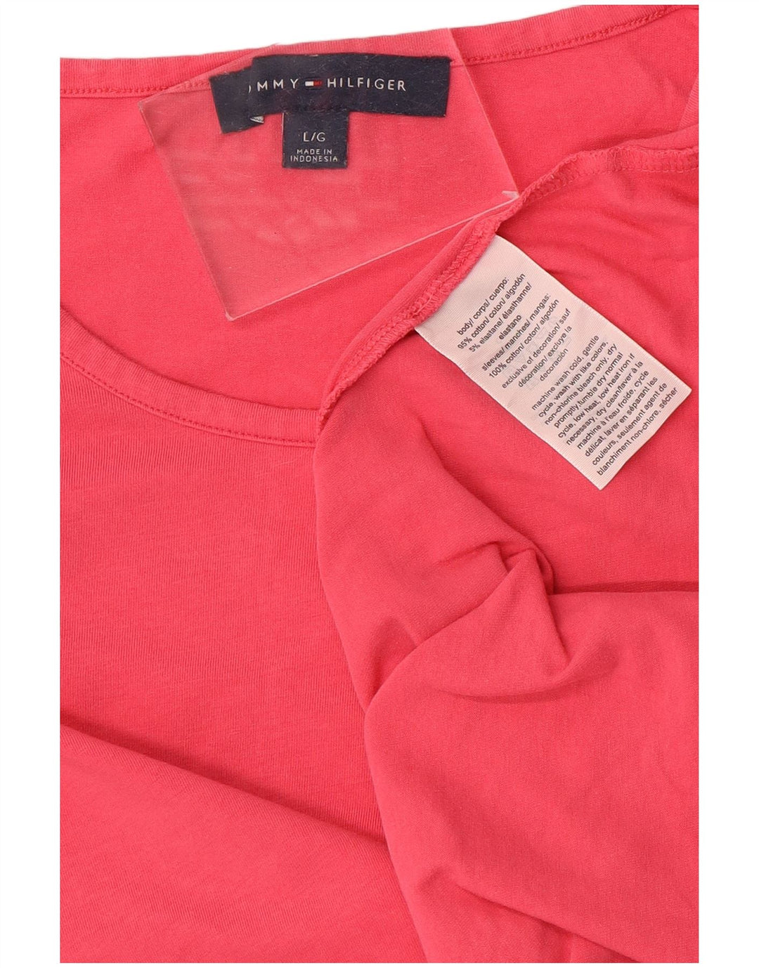 Blusa feminina TOMMY HILFIGER Batwing UK 14 grande algodão rosa