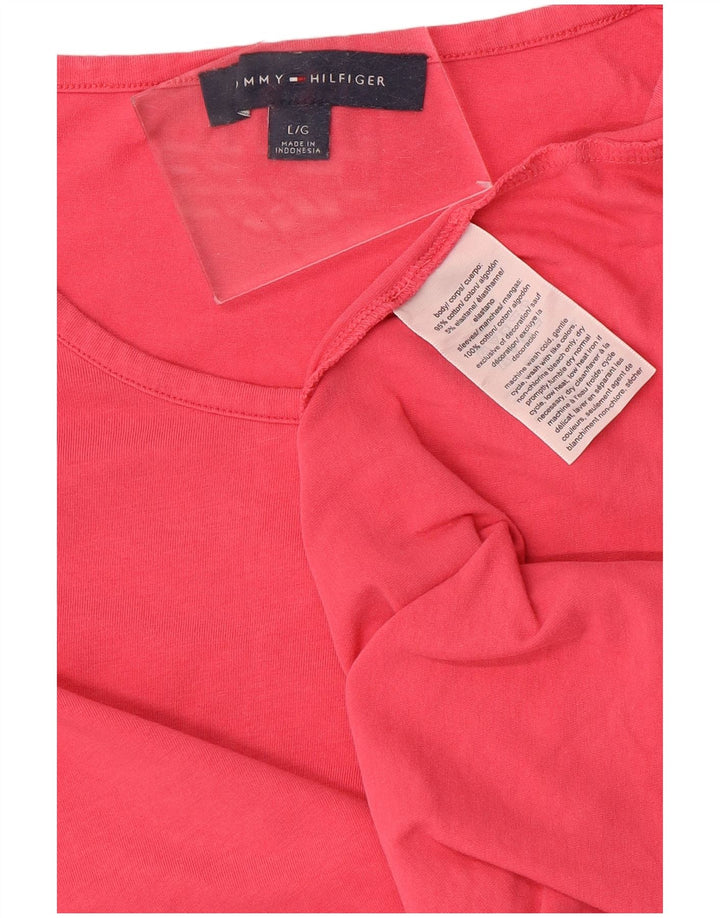 Blusa feminina TOMMY HILFIGER Batwing UK 14 grande algodão rosa