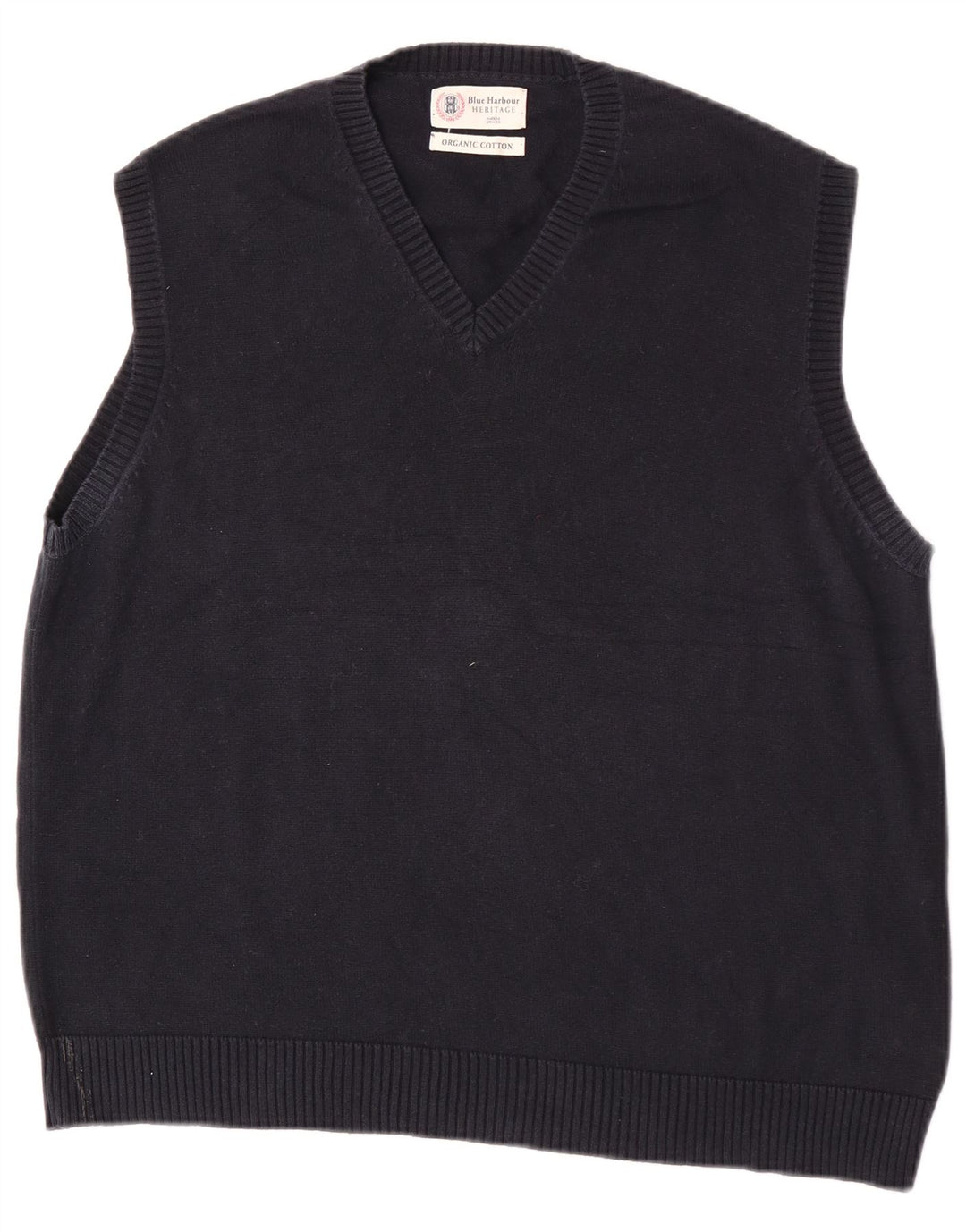 Regata masculina Marks & Spencer Blue Harbour Vest grande algodão azul marinho