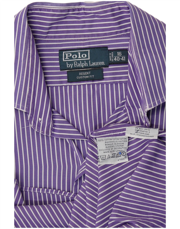 Camisa masculina Polo Ralph Lauren Regent tamanho 16 grande algodão listrado roxo