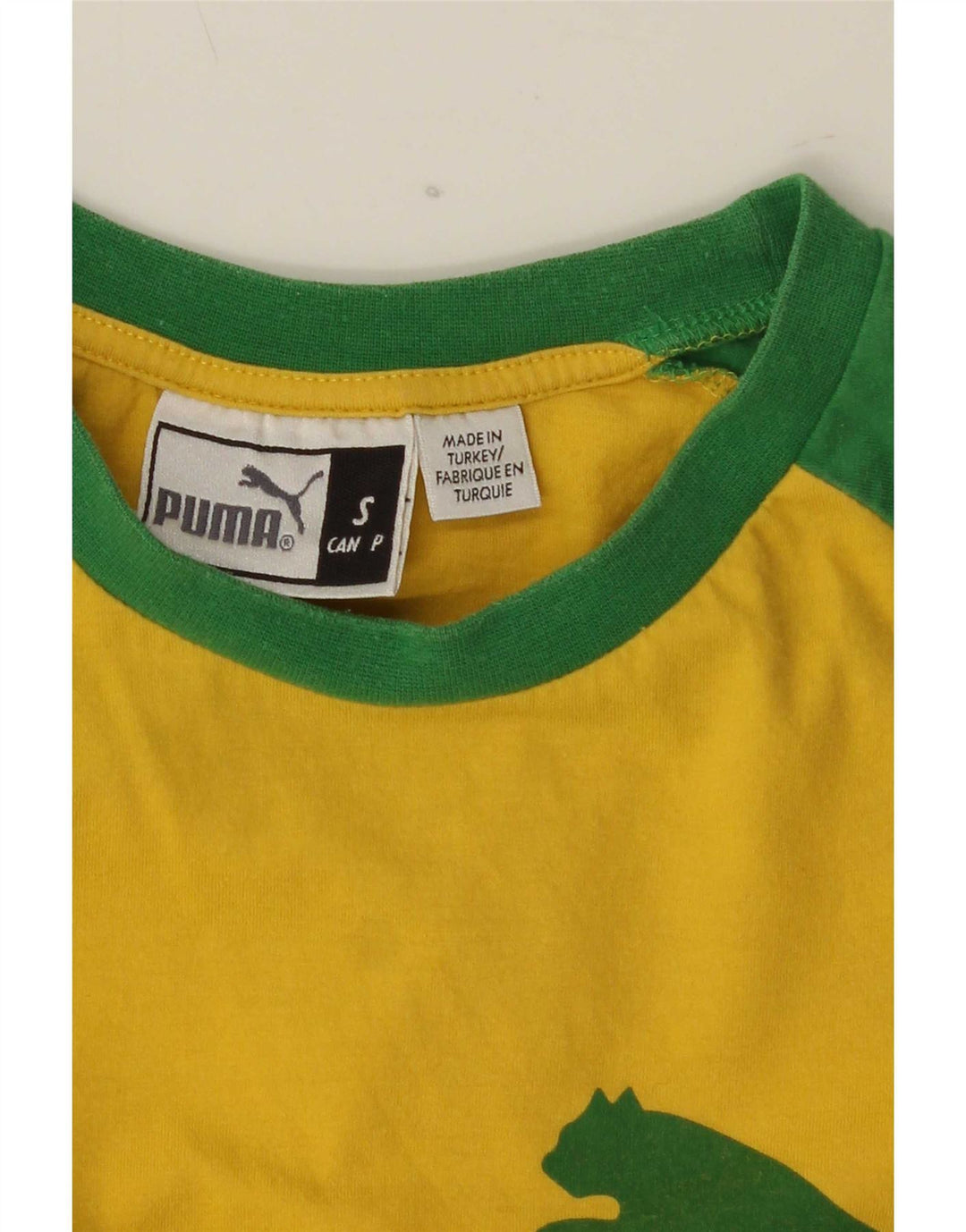 Camiseta masculina Puma Graphic Top pequeno bloco colorido amarelo